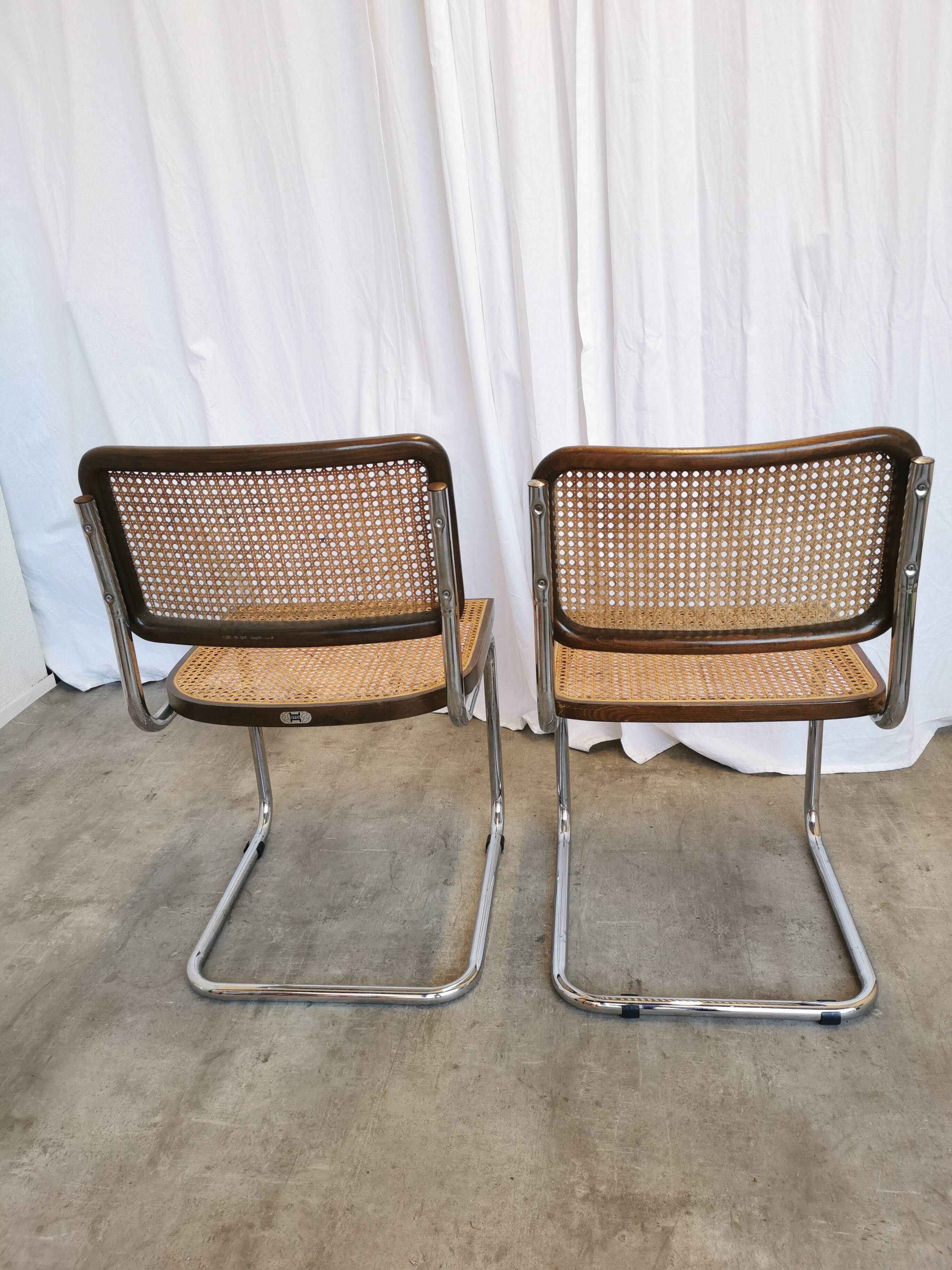 Set of 2 Vintage Cesca Cane Chair: 1970s Italian Mid-Century Modern Dining