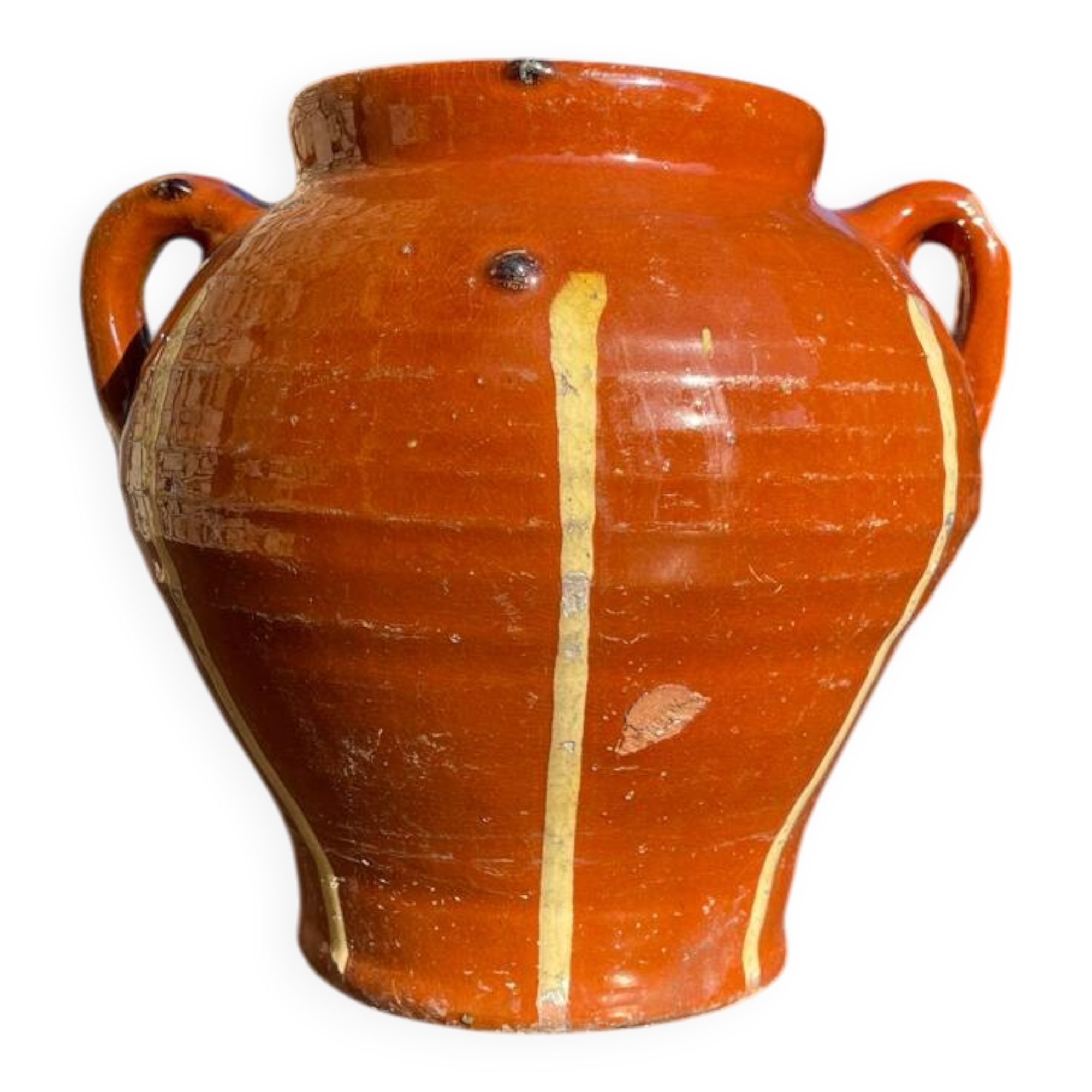 Ancient terracotta pottery jar