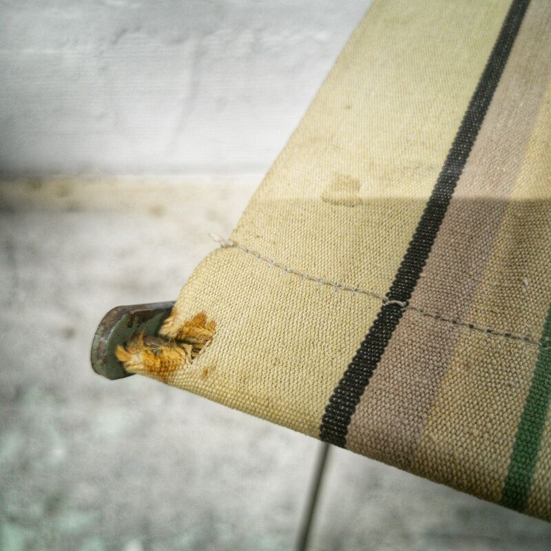 Folding chair iron and fabric