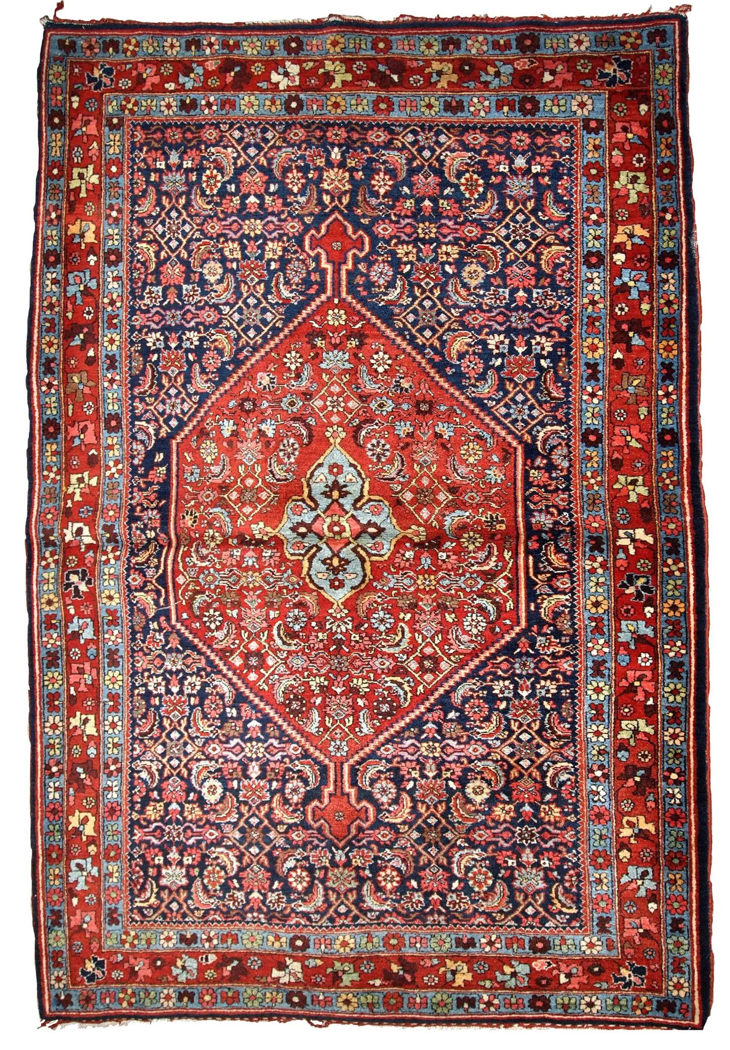 Handmade antique Persian Bidjar rug 4.5' x 5.6' (137cm x 170cm) 1900s - 1B740