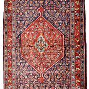Handmade antique Persian Bidjar rug 4.5' x 5.6' (137cm x 170cm) 1900s - 1B740