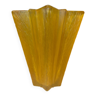 Art Deco star-shaped yellow glass vase attributed to Pierre D'Avesn for Daum