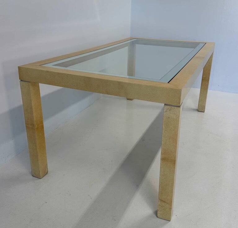 Italian Table Parchment and Glass, Attr. Aldo Tura, 1970s