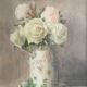 Ernest FOUSSIER 1901 "White roses in a Japanese vase"watercolor signed