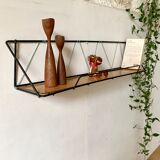 Vintage metal and wood wall shelf