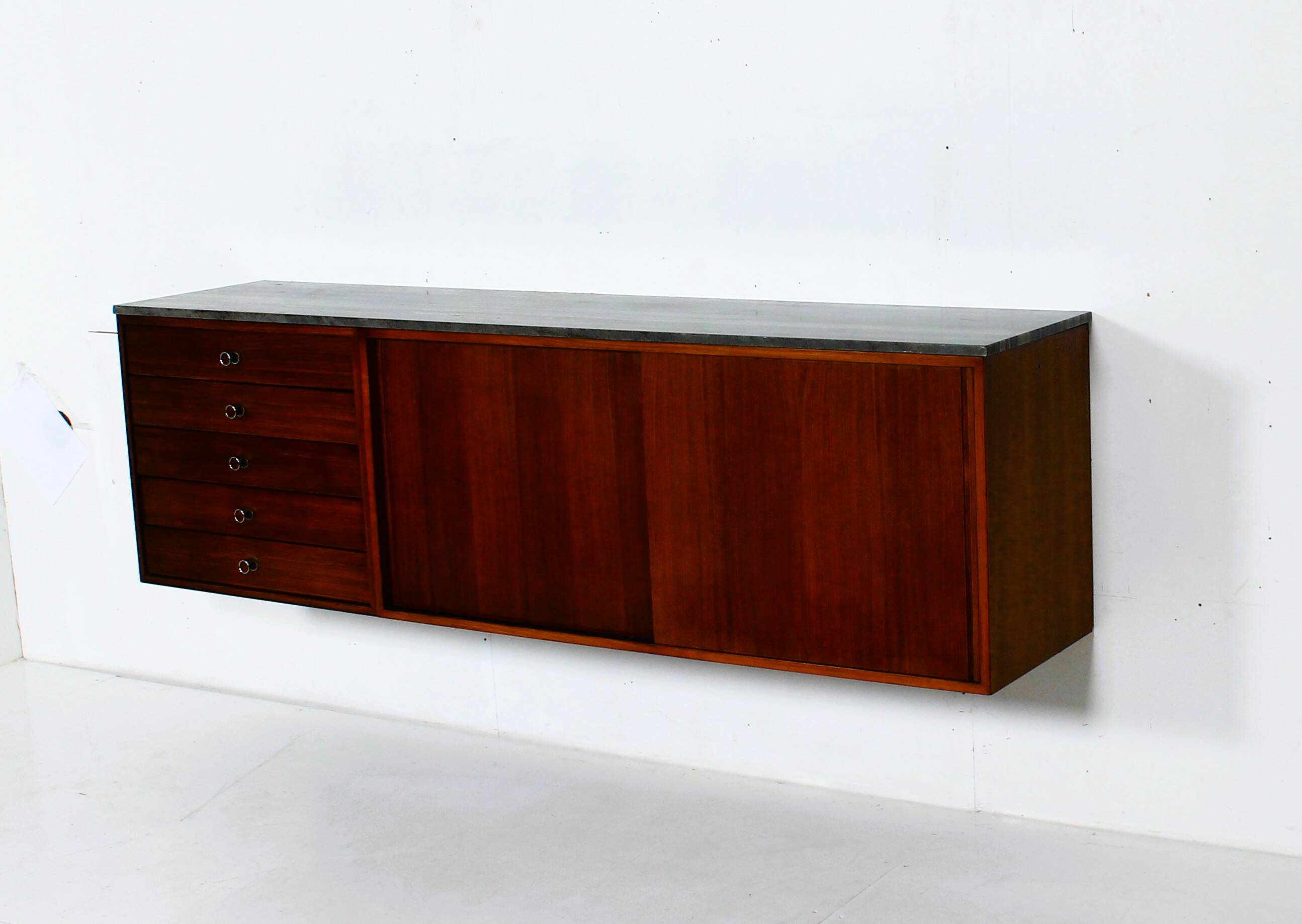 Suspended teak buffet from the 1970s.