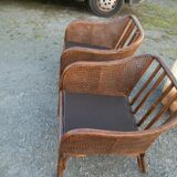 Pair of low rattan shepherdesses