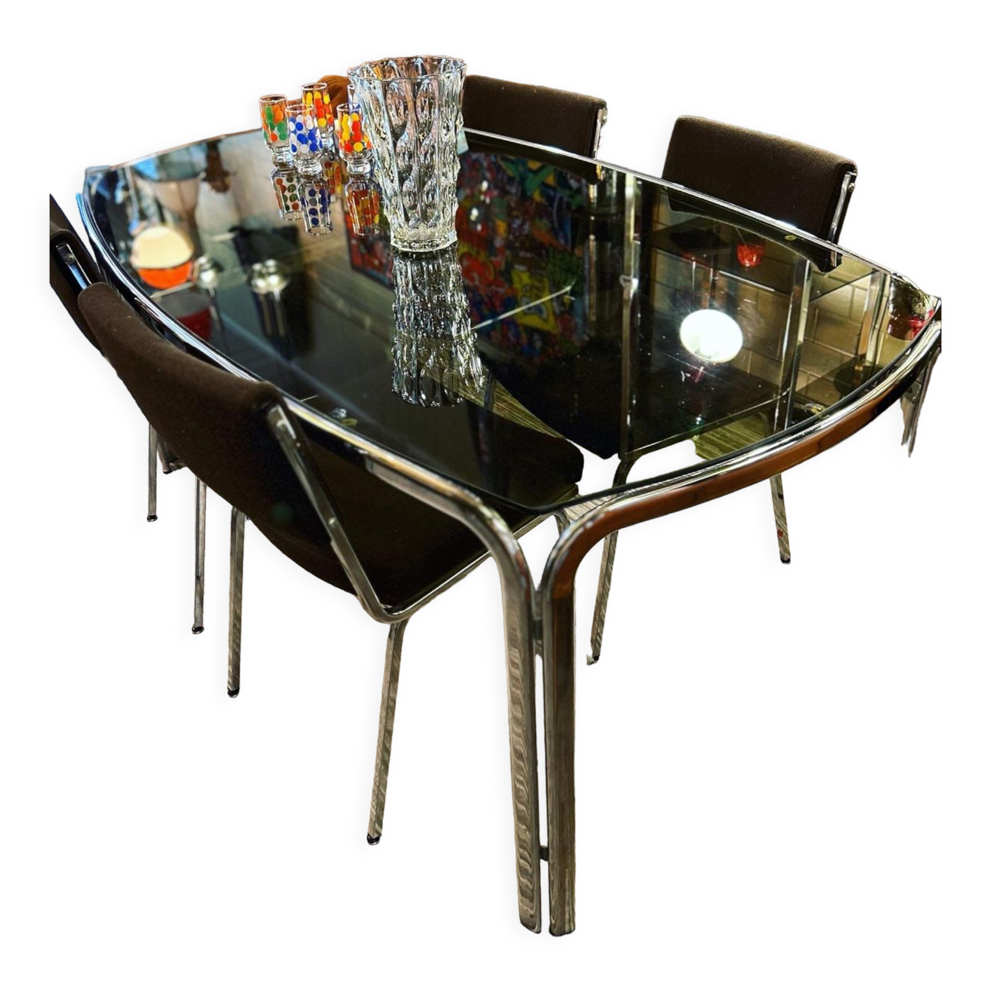 Chromed dining table