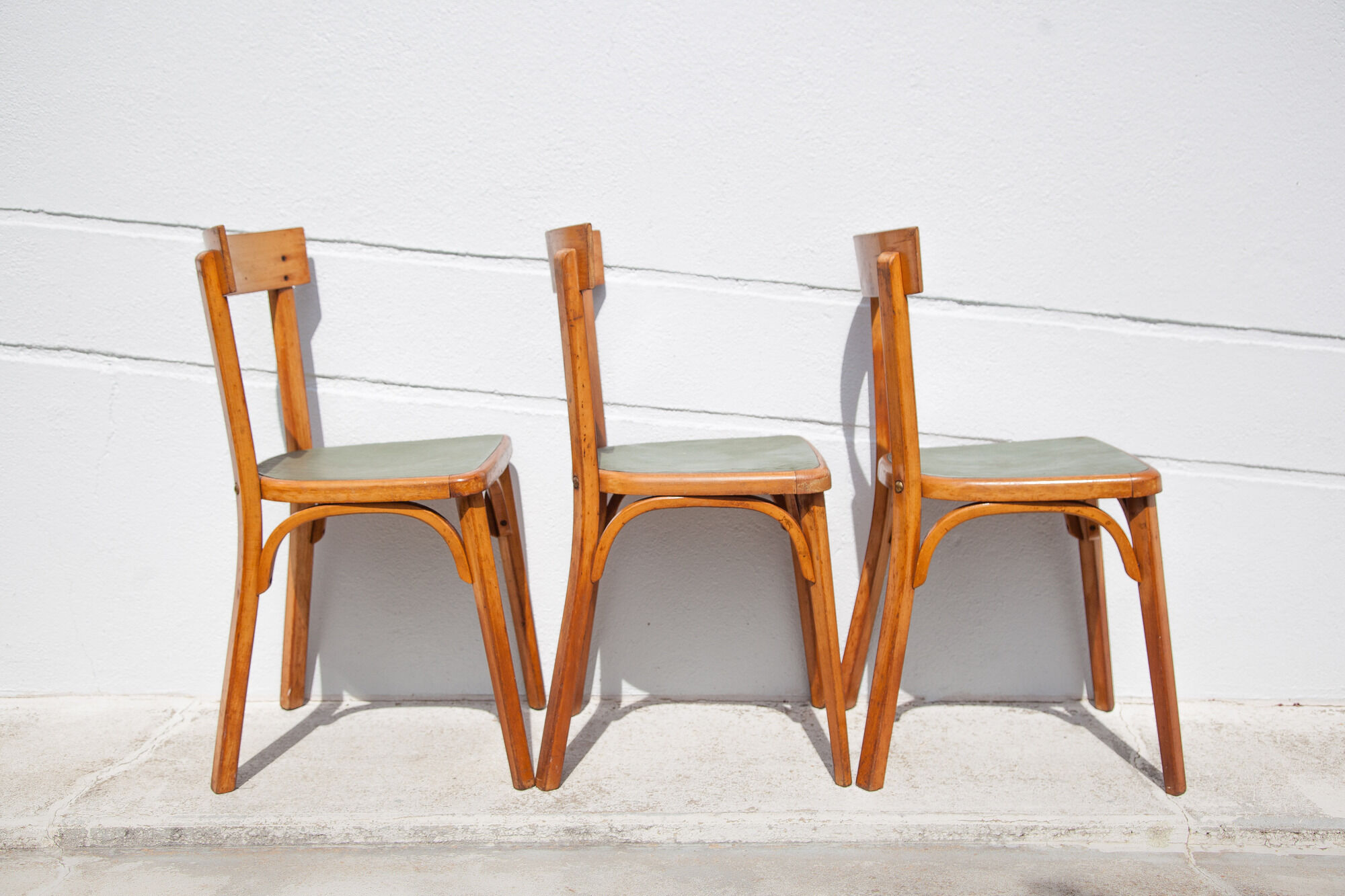 Set of 3 baumann stamped bistro chairs