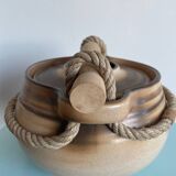 Roped soup tureen in stoneware from the potters of the Salins-les-Bains Abbey
