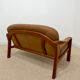 vintage camel leather and wood 2-seater sofa – 1970s