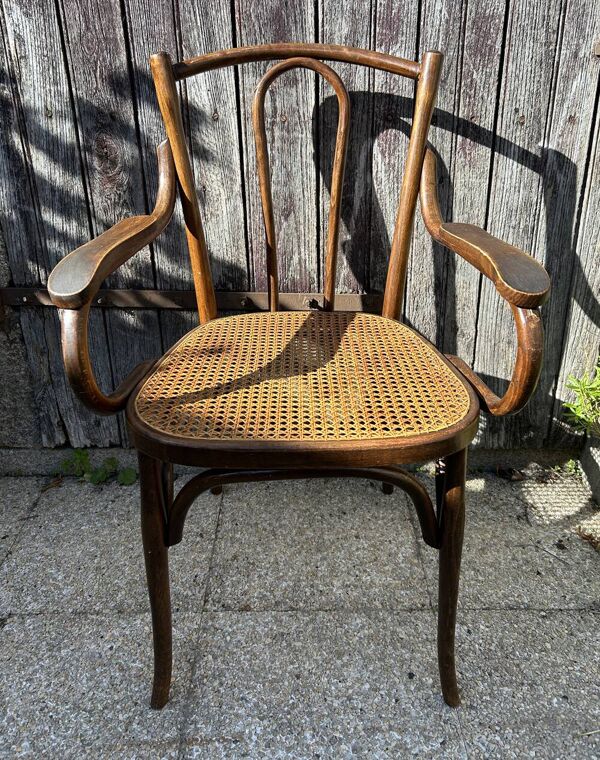 Fauteuil bois courbé canné Baumann, 1900