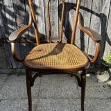 Baumann curved caned wood armchair, 1900