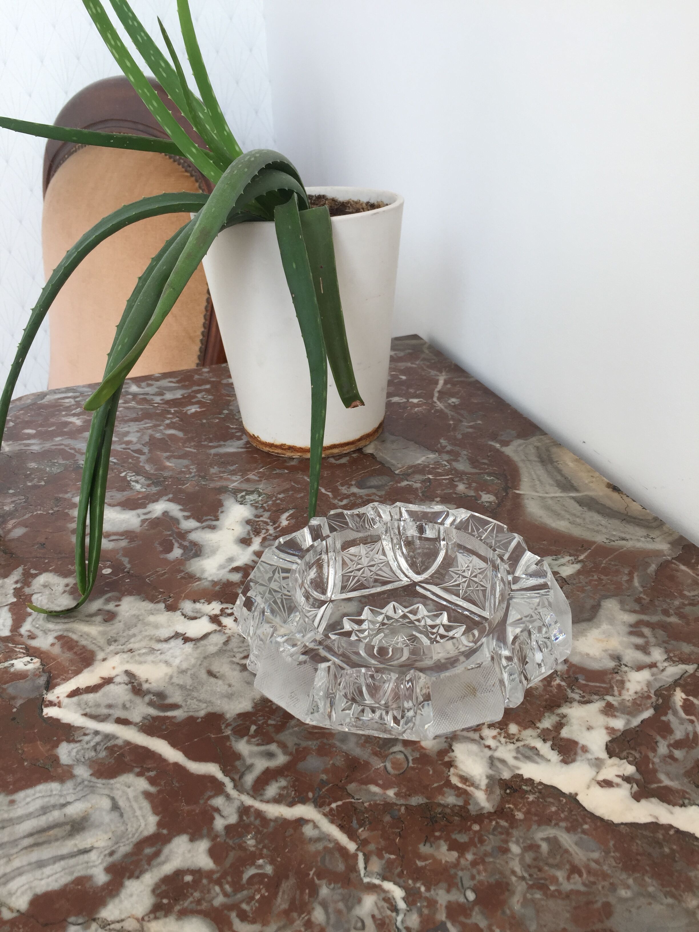 Cendrier vintage verre ciselé