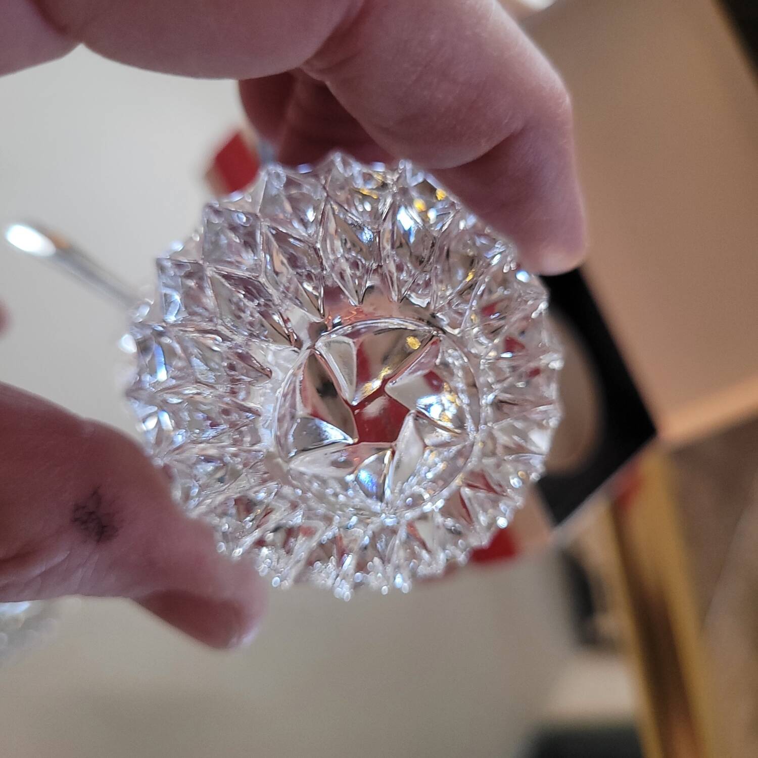 Pair of crystal glass table salt shakers - Circa 1950