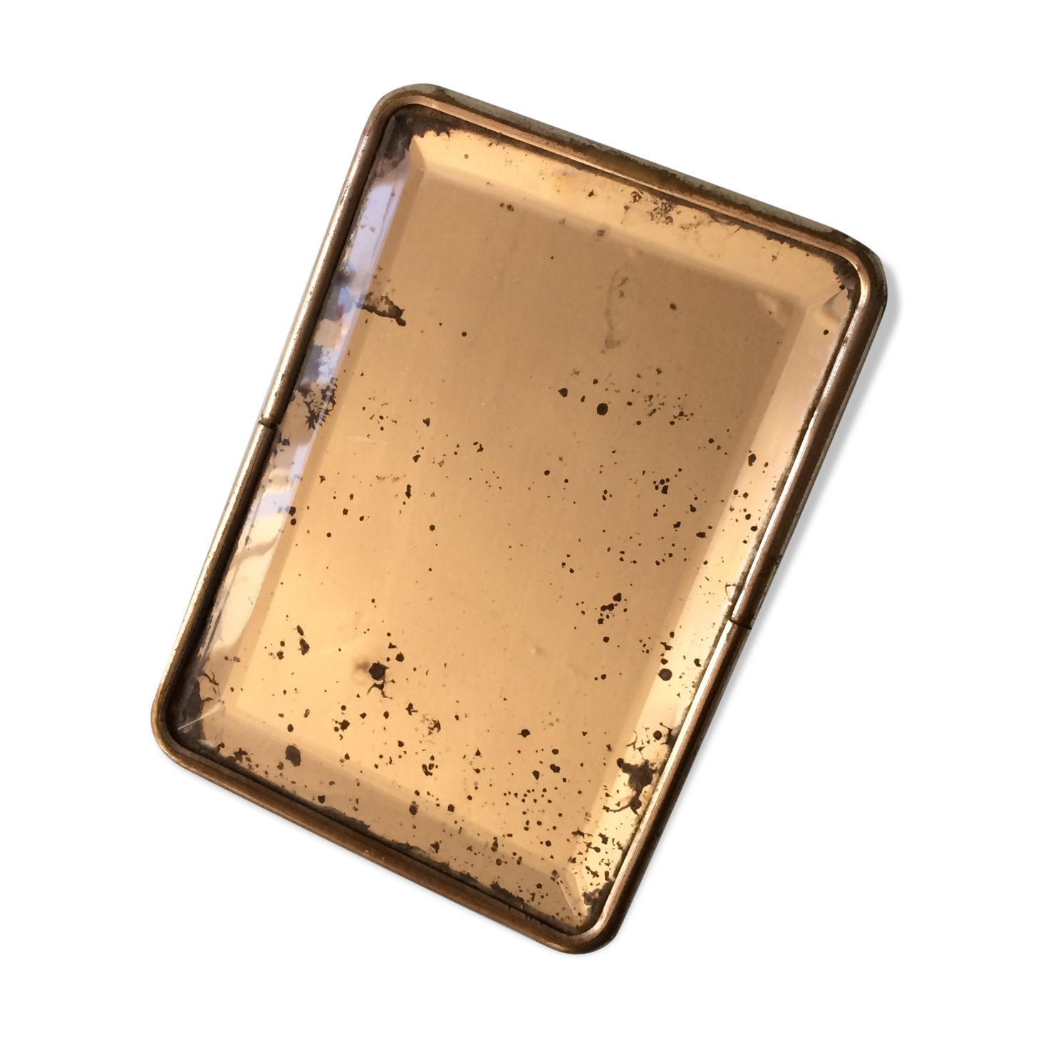 Antique travel mirror with a wide bevel