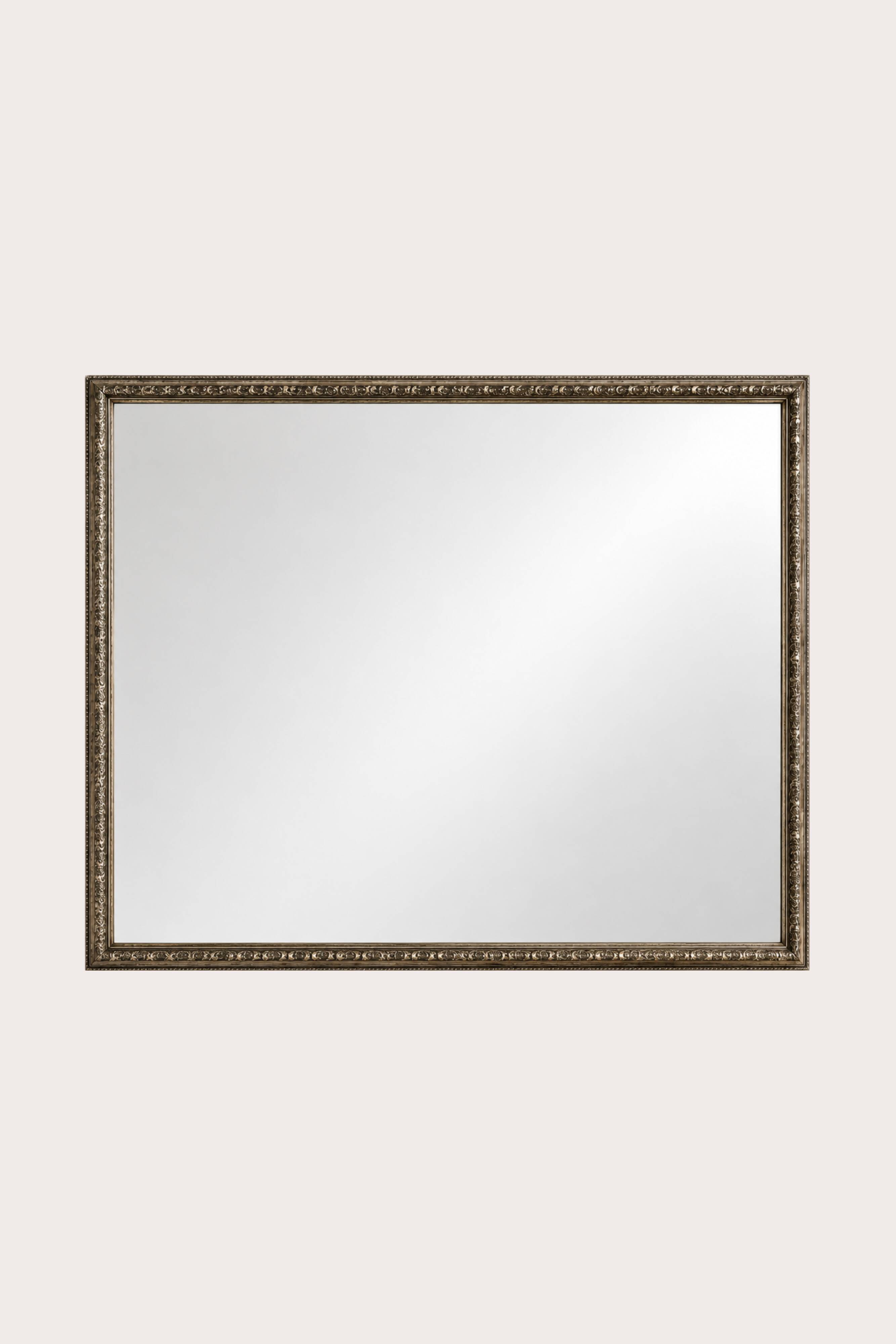 Parquet mirror, gold frame with a bead frieze.