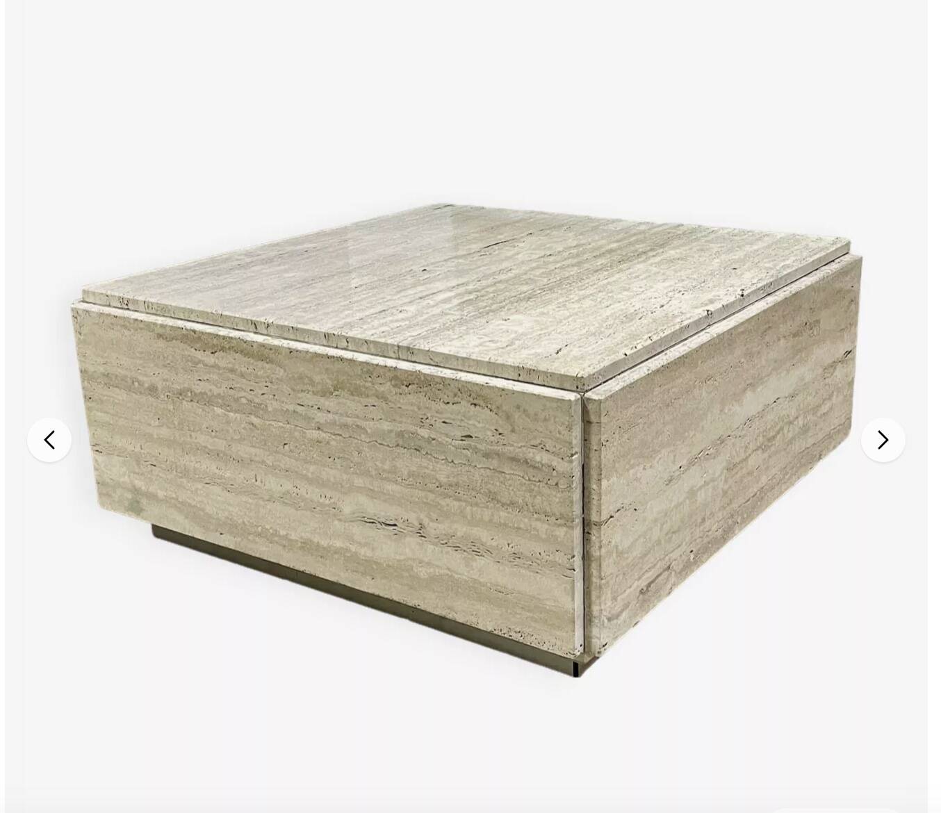 Square travertine coffee table - 1980s