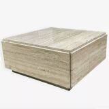 Square travertine coffee table - 1980s