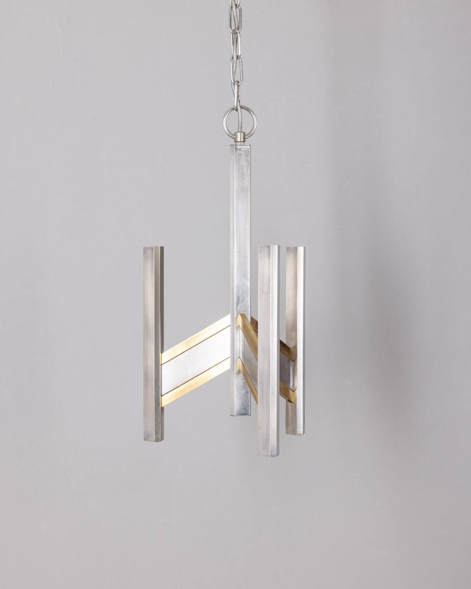 Lustre vintage années 70 en métal chromé design sciolari