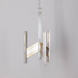 Vintage 70s chandelier in chromed metal design sciolari