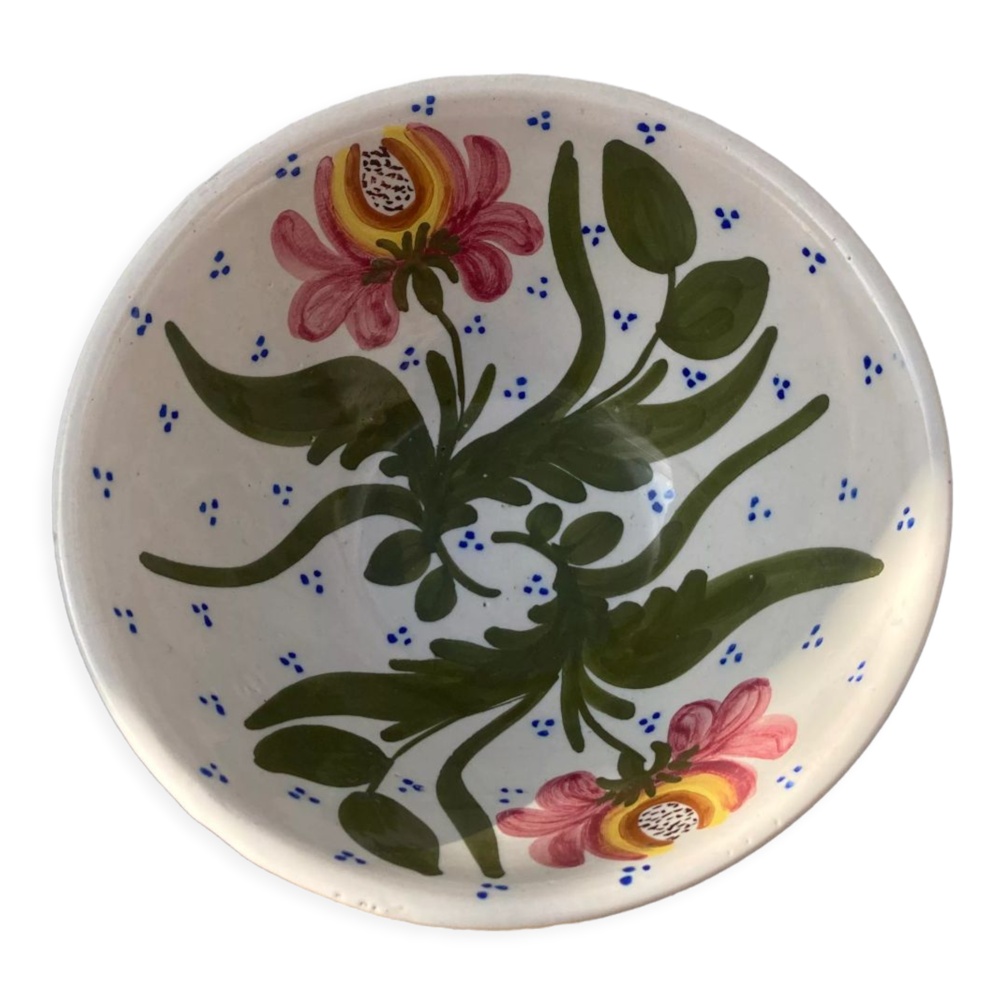 Ceramic salad bowl or decorative plate flower decoration