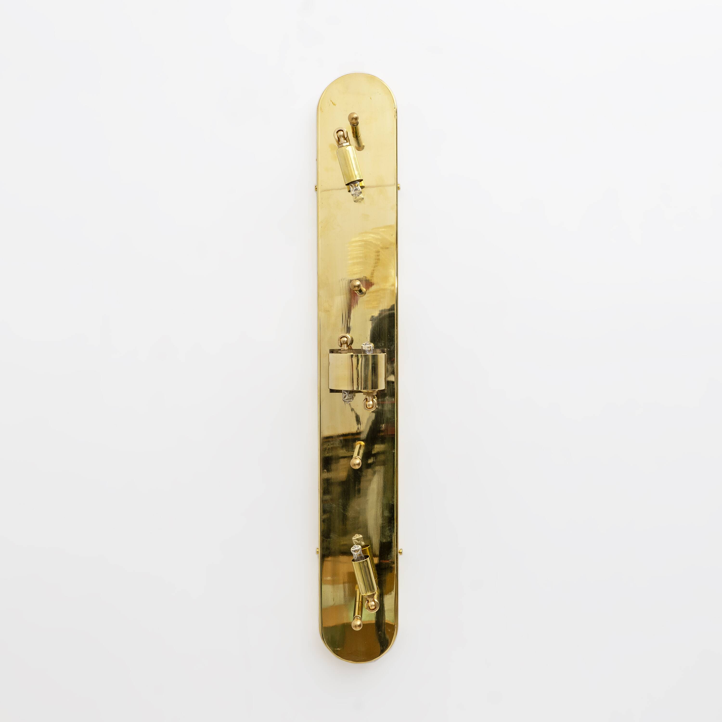 Pair of Art Deco Style Gold Murano Glass and Brass Sconces