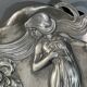 WMF "Woman with Irises" No. 290 Art Nouveau openwork tray, silver-plated metal, ca 1906