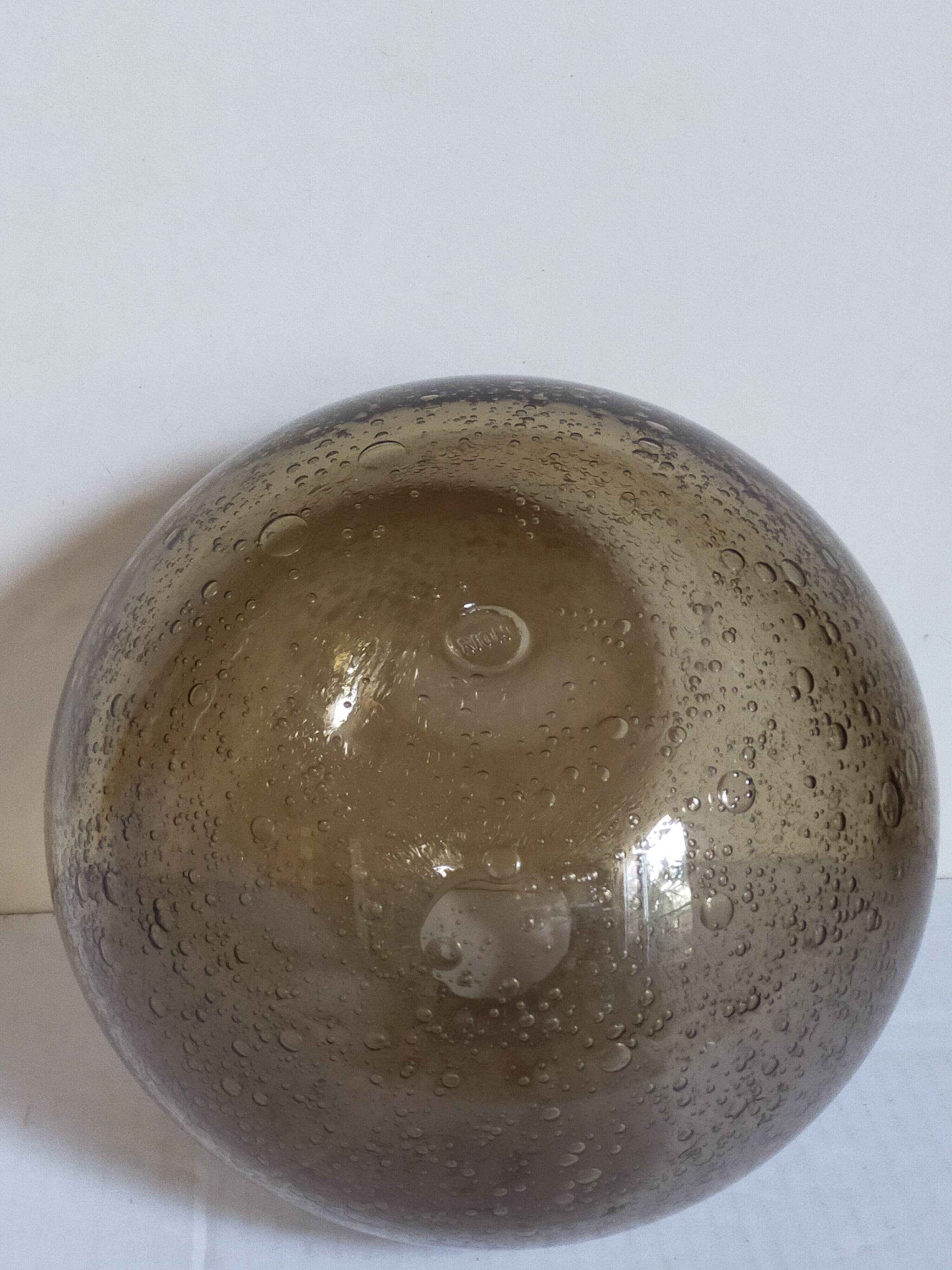 Vintage bubble-blown glass ball vase from riom france