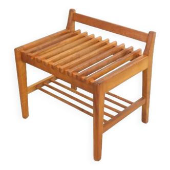 Vintage mid-century Hall bench / slatted bench 'Sassenberg'