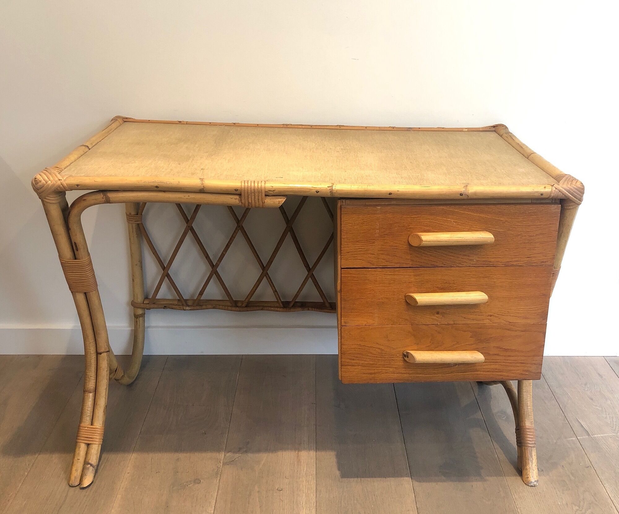 Rattan desk around 1970