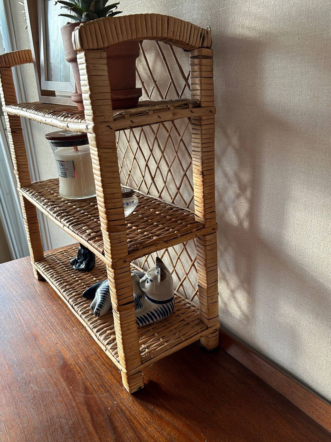 Vintage wicker shelf to put or hang