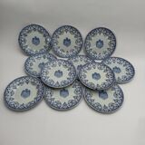 11 assiettes armoriées Gien, XIXème