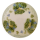 Assiette Ancienne en Barbotine Décor Floral et Feuillage Vert