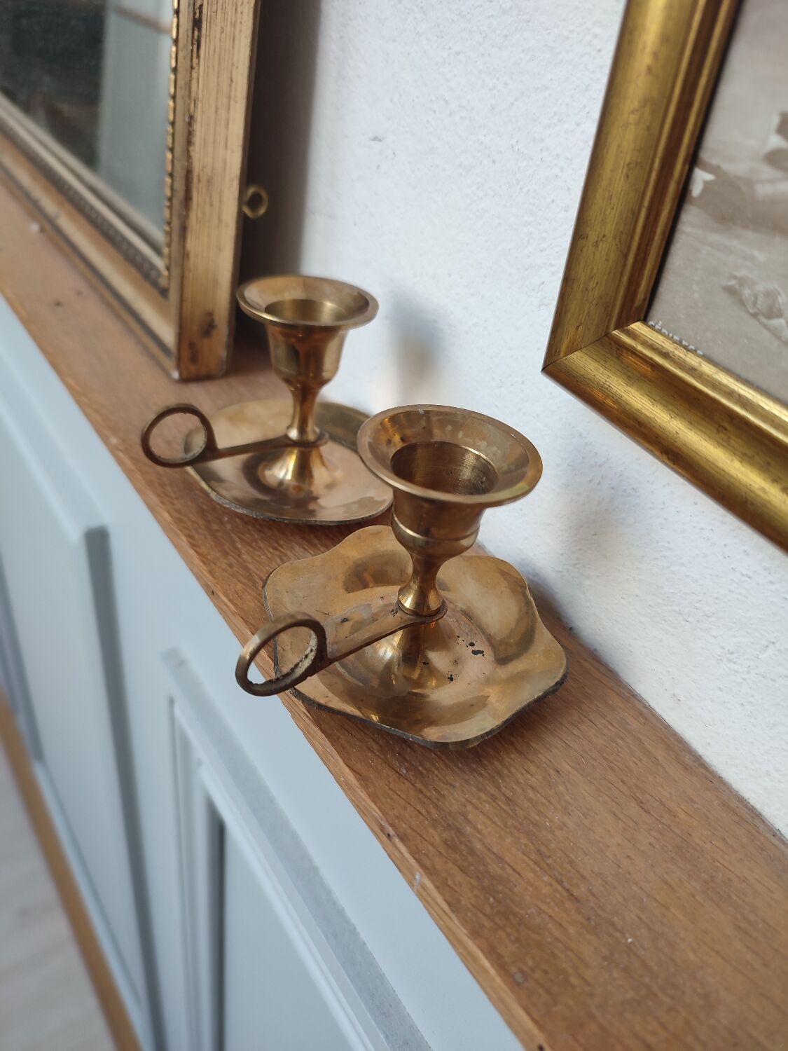 Brass hand candle holder