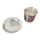 Cup and silver metal saucer