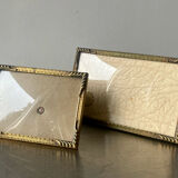 Pair of Art Deco Gold colored frames in different sizes Convex glasses