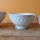 Set of 3 white and gold antique bowls - porcelain cups