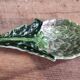Vintage French majolica spoon rest in the shape of an artichoke