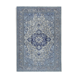 Handmade carved anatolian 1970s 191 cm x 276 cm blue rug