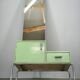 Bauhaus Czech Green Vanity Table with Mirror and Chrome Frame, 1930s