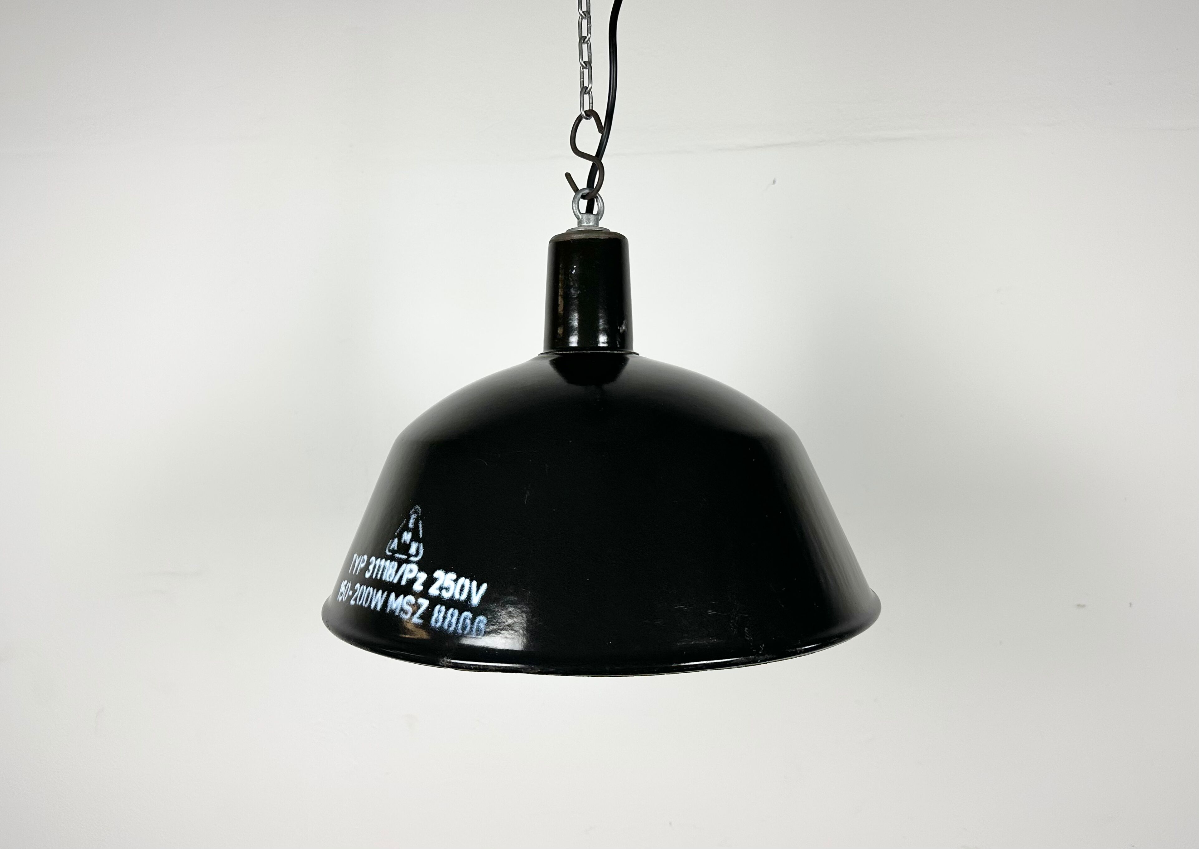 Industrial black enamel pendant lamp from emax, 1960s