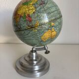 Vintage 1950 terrestrial globe by Girard Barrère Forest Thomas - 26 cm