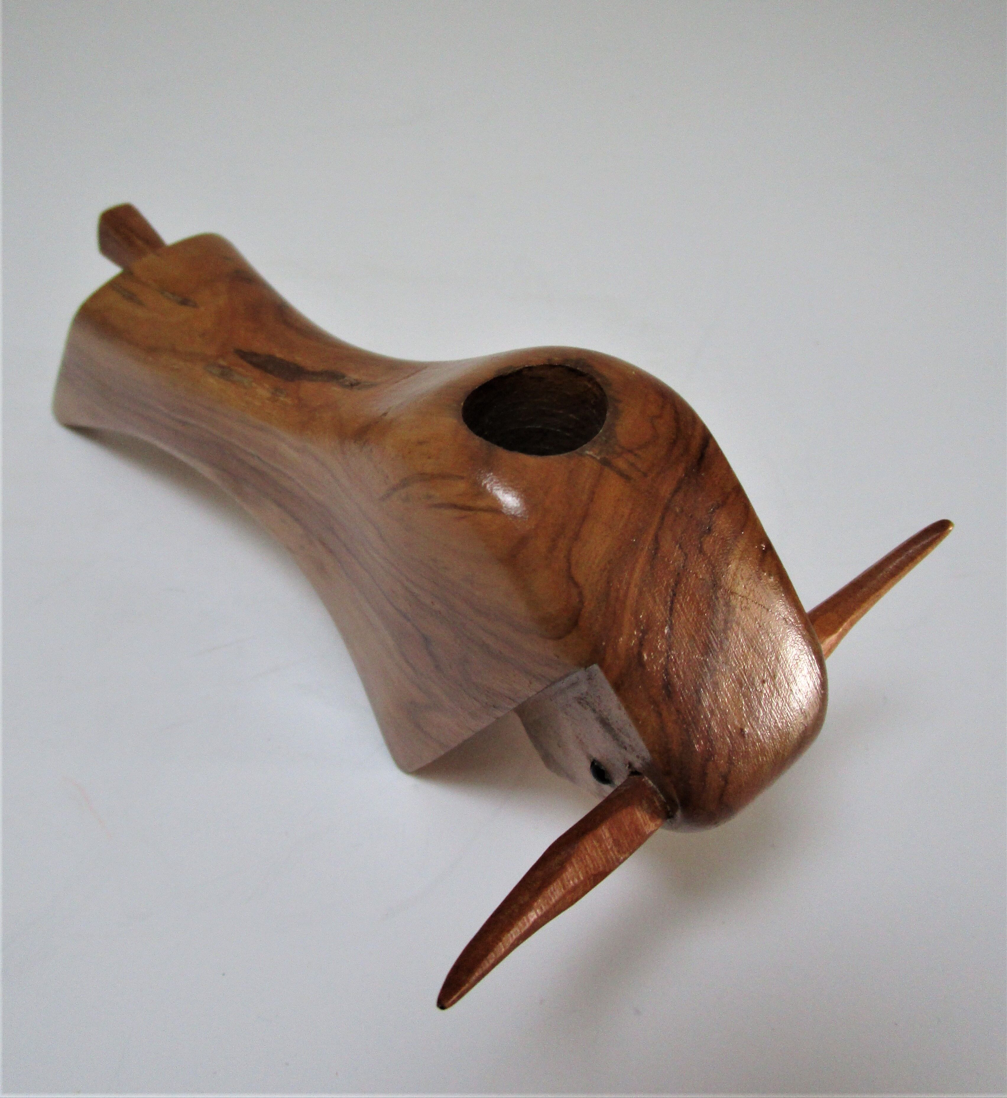 Wooden candlestick bull 70s