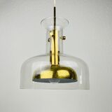 Glass and brass pendant lamp by Anders Pehrson for Atelje Lyktan, Sweden 1960