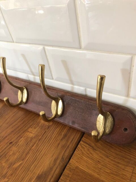 Wooden and brass hooks 4 hooks