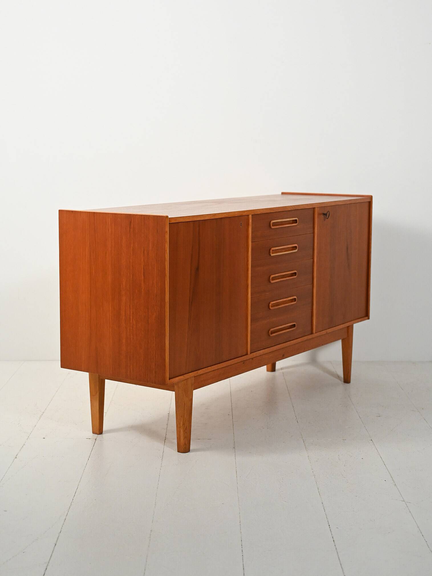 1950s Scandinavian sideboard with inlaid handles