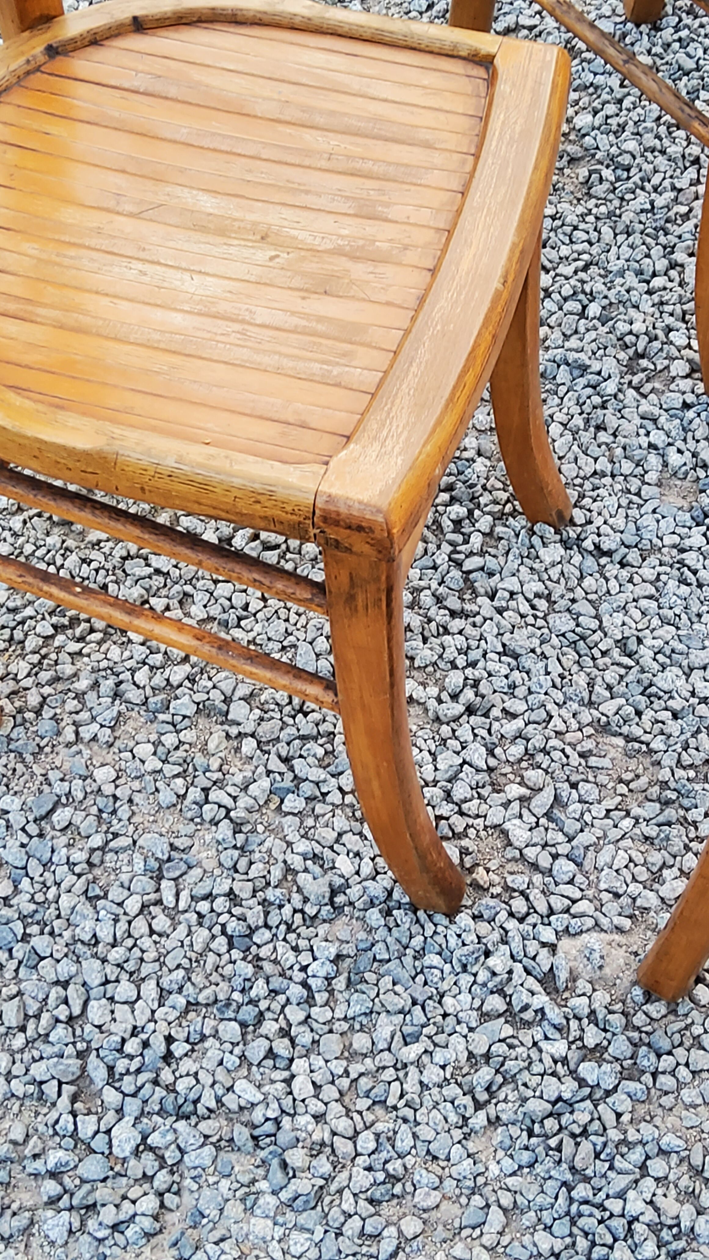Set of 4 bistro chairs in beech and blond oak from the 50s