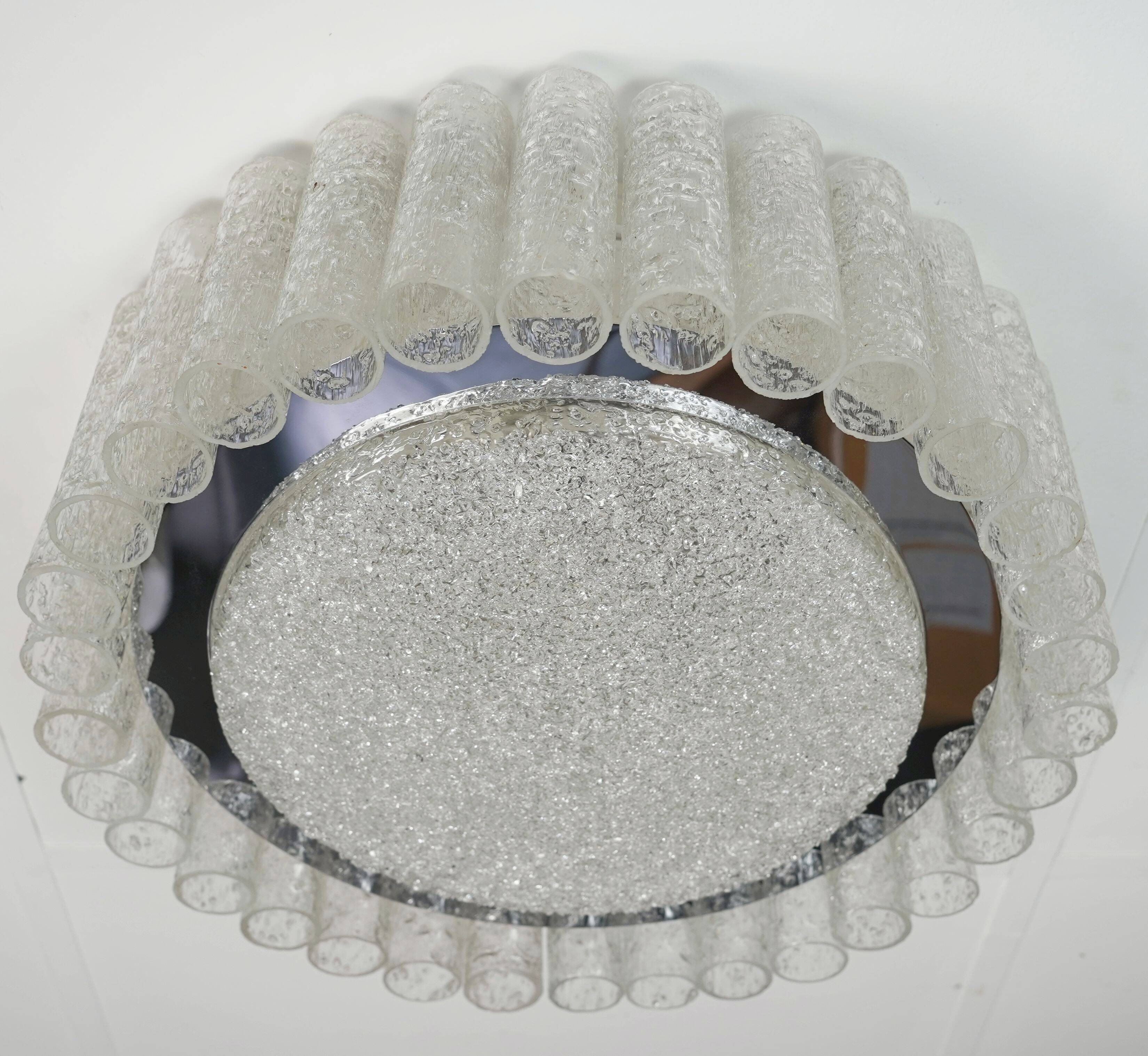 60's mid century doria ice glass light ceiling fixture with 32 glass tubes