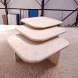 3 travertine trundle tables 1970
